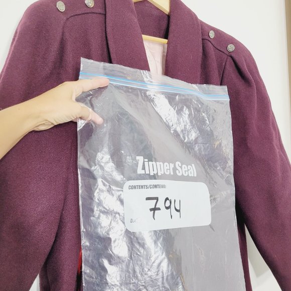 Balimel Vintage Plum Double Breasted Coquette Jacket Wool Blend Lined Elegance - Picture 15 of 15